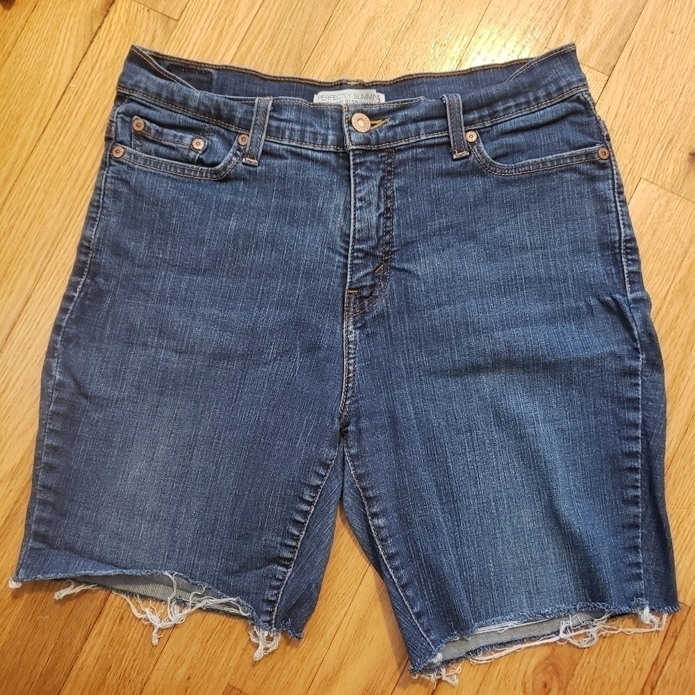 Levi's 512 Perfectly Slimming High Waist Denim Cut-Off Jean Shorts Women's 14